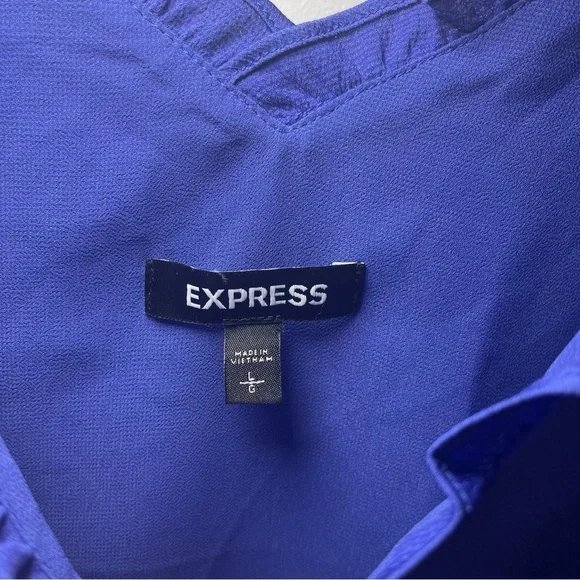 Express Women’s Royal Blue Ruffle Trim V-Neck business casual Cami Tank Top in L - Picture 3 of 6